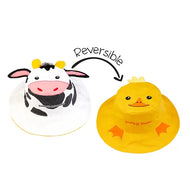 Flapjackkids Reversible Kids Sun Hat Cow & Yellow Duck