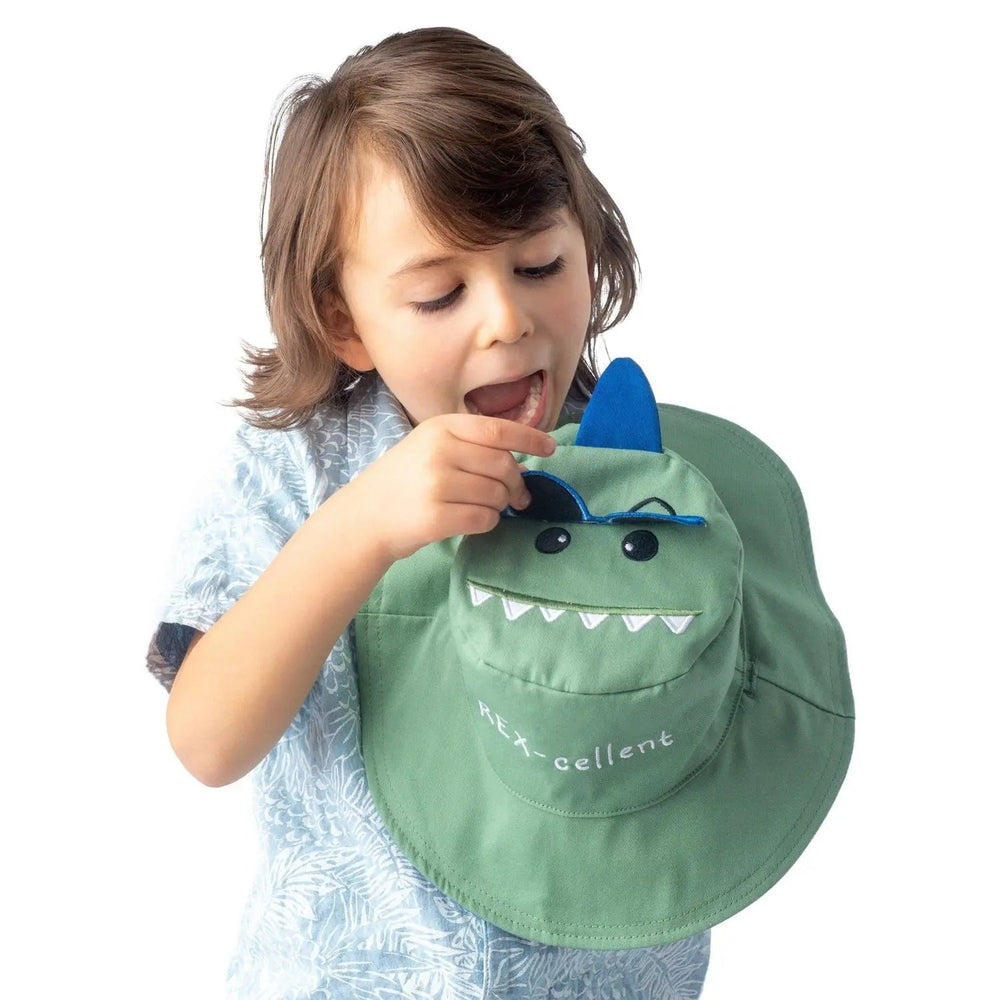 Flapjackkids Reversible Kids Sun Hat Dinosaur & Surfer Dino