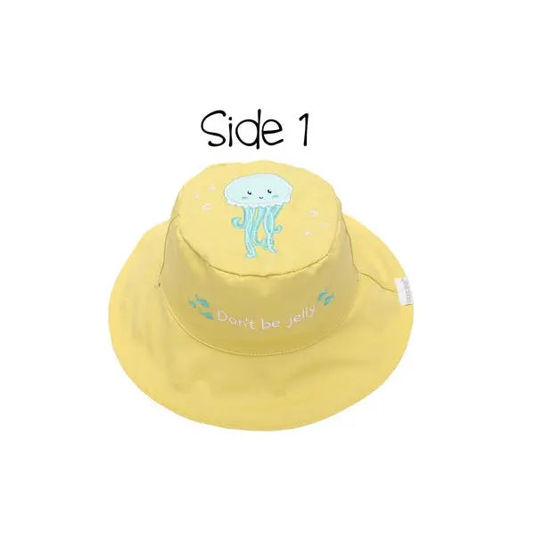 Flapjackkids Reversible Kids Sun Hat Fish & Jellyfish