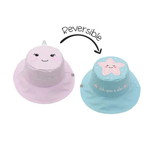 Flapjackkids Reversible Kids Sun Hat Narwhal & Starfish