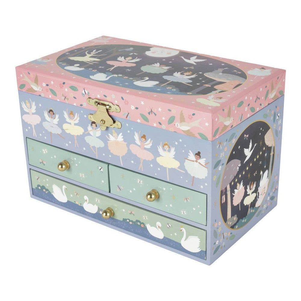 Floss And Musical Jewelry Box With 3 Drawers Enchanted