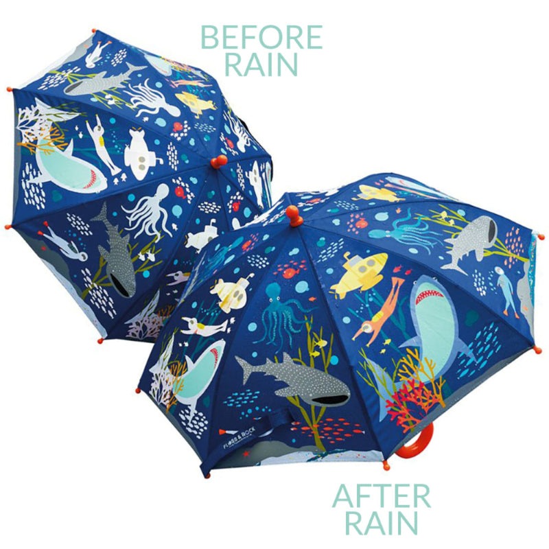 Floss and Rock Deep Sea color-change umbrella set of 2; blue marine-life print