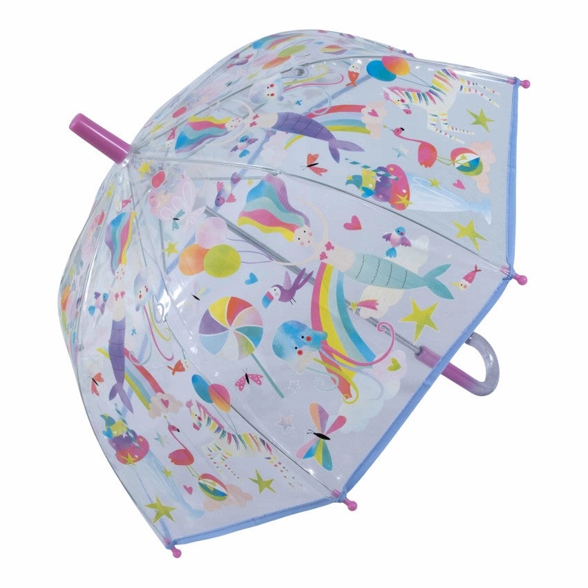 Floss and Rock transparent fantasy umbrella with bright multicolor icons, 1 umbrella