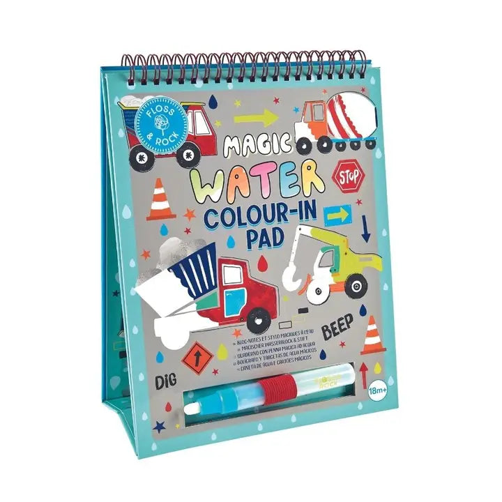 Floss and Rock Construction Easel Watercard and Pen in teal packaging, water pen included for color-on-water art.