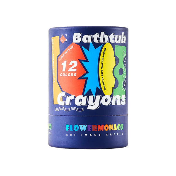 Flower Monaco Bathtub Crayons set, 12 colors in a blue cylindrical tub