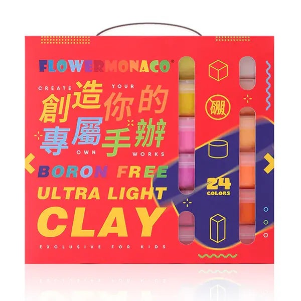 Flower Monaco boron-free ultra-light clay set, 24 colors in a red box packaging