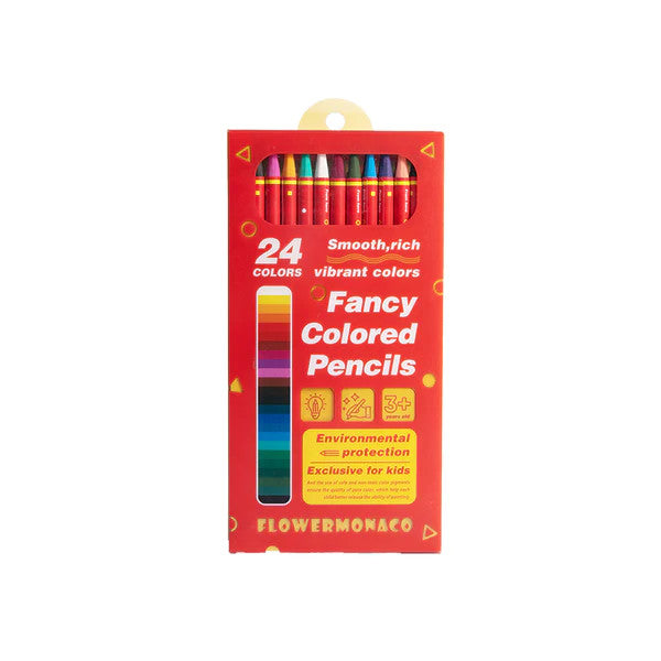 Flower Monaco Dual-Headed Colored Pencils, 24 vibrant colors in a red box by FLOWER MONACO