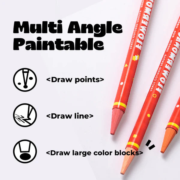 Flower Monaco dual-headed colored pencils set (3) red pencils with yellow rings for kids