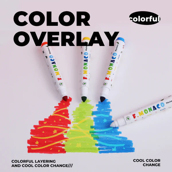 Flower Monaco Mix & Create Color Change Markers, set of 5 with vibrant color swatches