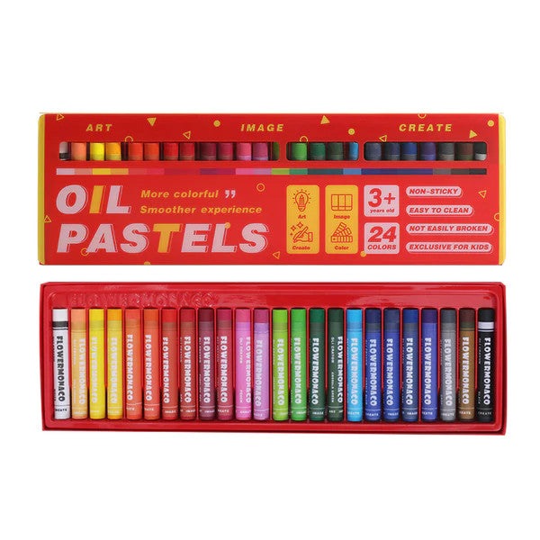 Flower Monaco Oil Crayons Original set, 24 vibrant colors in red box