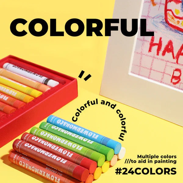 FLOWER MONACO Oil Crayons Original set of 24 colorful crayons in a red case