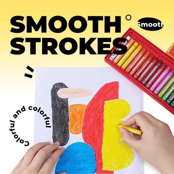 Flower Monaco oil crayon set in red case; vibrant colorful crayons for kids' drawing and coloring