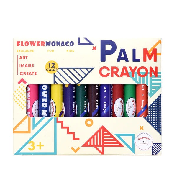 Palm Crayon set by Flower Monaco, 12-color assortment with colorful packaging