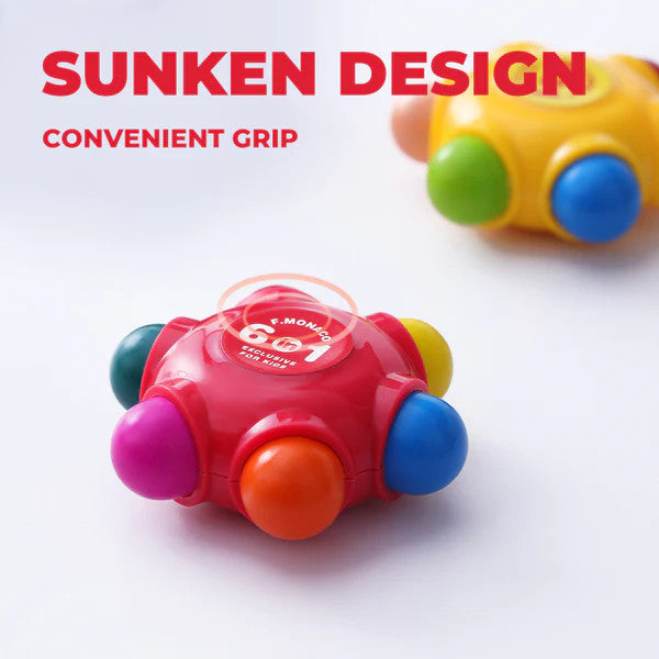 Flower Monaco Pocket Crayons Single red flower-shaped grip with multicolor knobs, FLOWER MONACO brand.