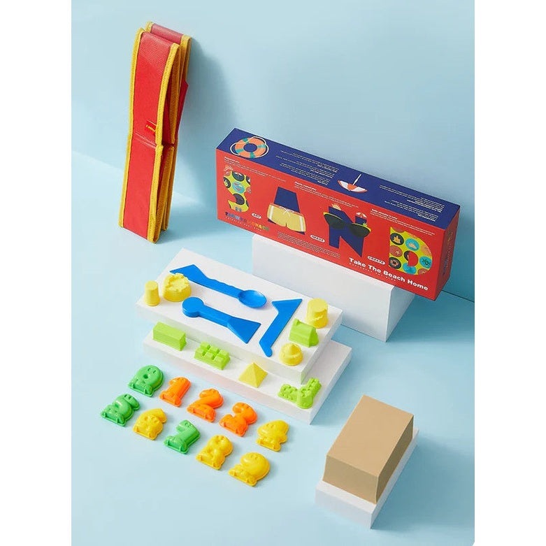 Flower Monaco Space Sand set with blue tools, colorful molds, 20+ pieces in box