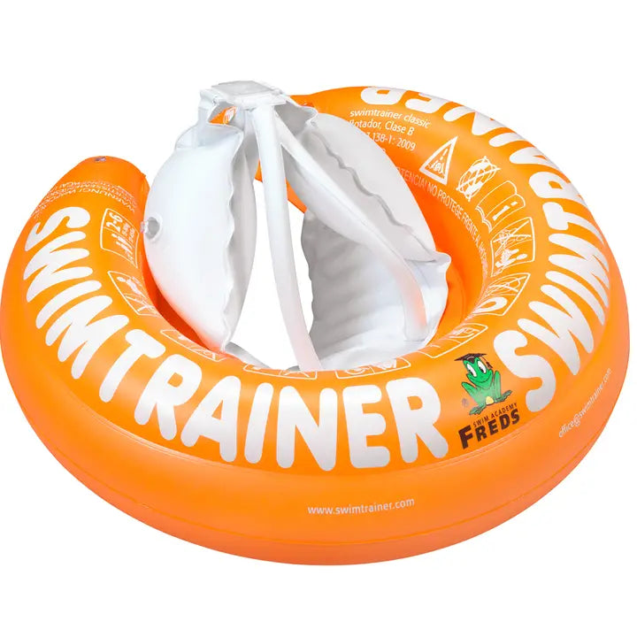 Freds Swimtrainer Classic Swim Trainer in Orange inflatable ring with white lettering