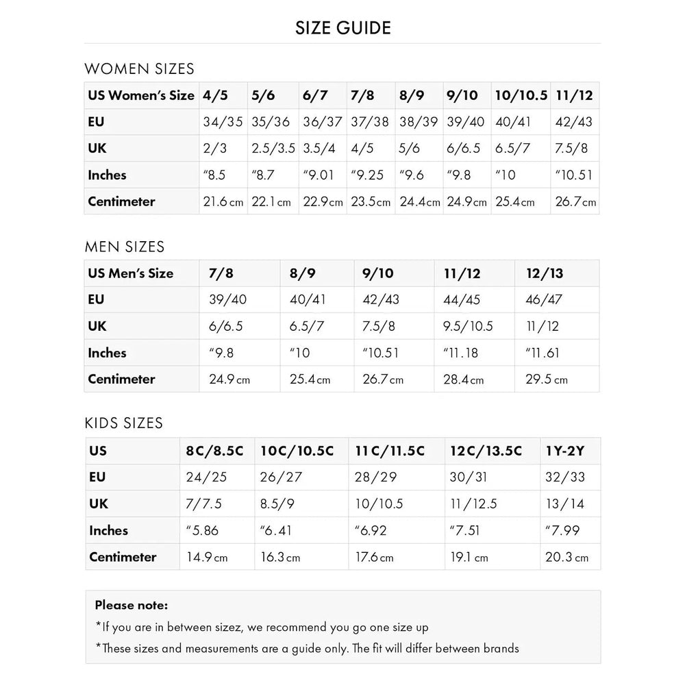 Freedom Moses Prints Retro Dots slippers size guide with US/EU/UK charts for women, men, and kids