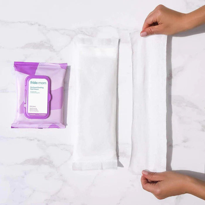Frida Mom perineal cooling pad liners, 24-pack, white disposable nursing pads with purple packaging