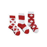 Friday Sock Co. Kid's Grey & Red Maple Leaf Socks