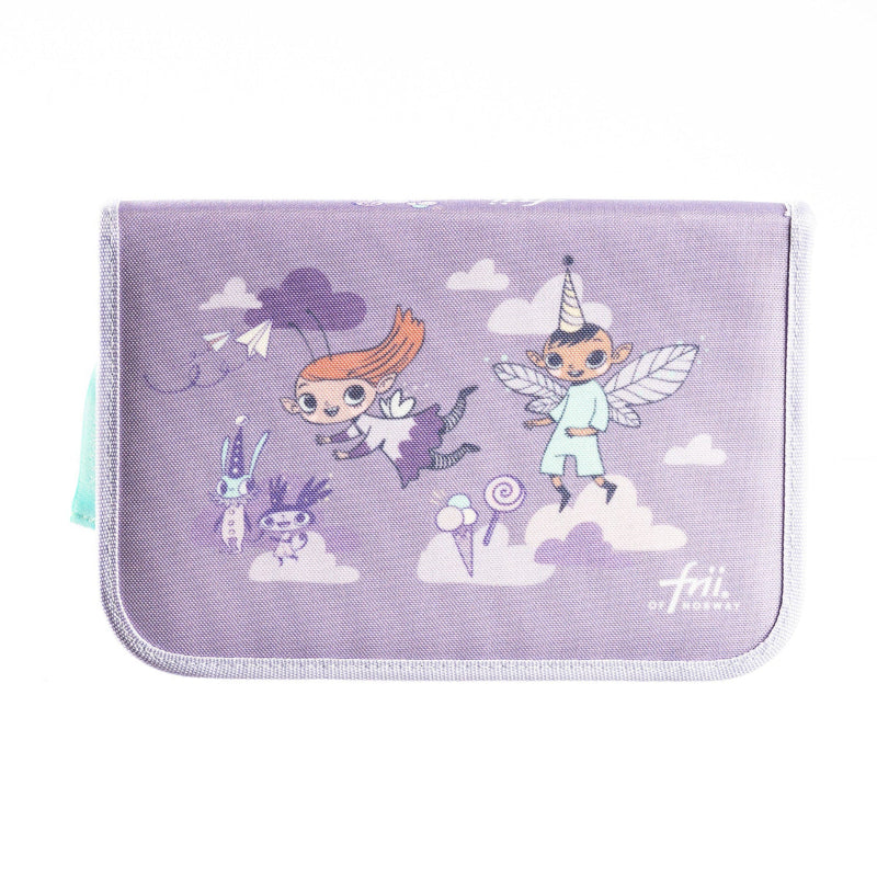 Frii of Norway Bestfriends pencil case; lilac fabric with whimsical fairies and clouds
