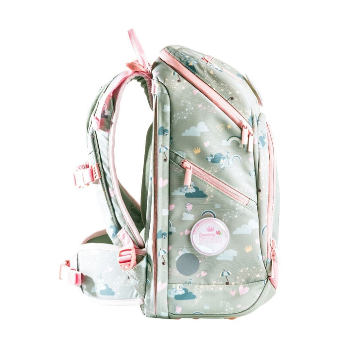 FRII OF NORWAY school backpack 20-25L Ballerina in pastel mint with pink zippers and ballet-themed print