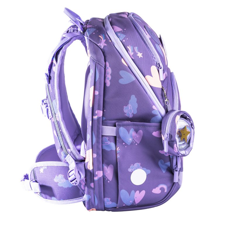 Frii Of Norway unicorn purple school backpack, expandable 20–25L with side pockets