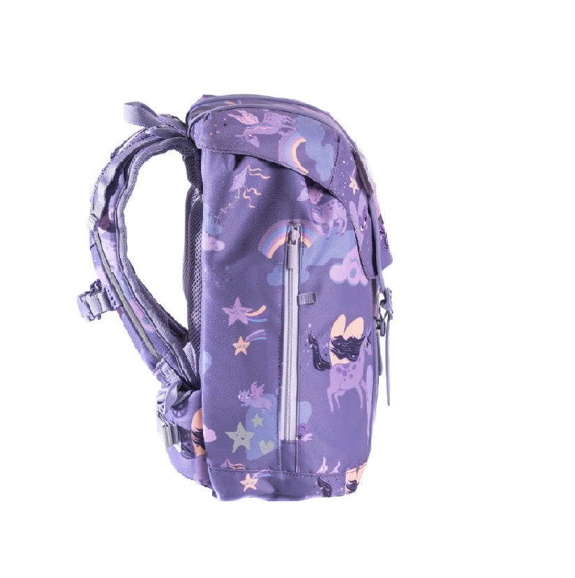 Frii of Norway 22L unicorn backpack in purple with pastel unicorn print