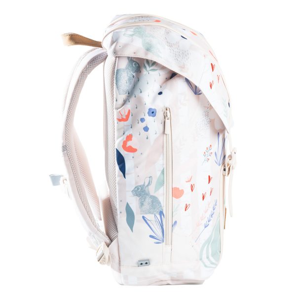 Frii of Norway 30L Flower Bunny school backpack in pastel floral print with zip pockets