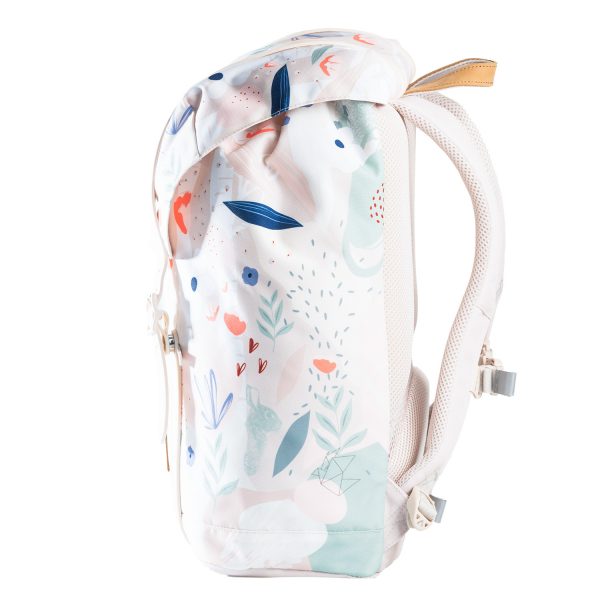 FRII OF NORWAY 30L school backpack with pastel floral bunny print and padded straps