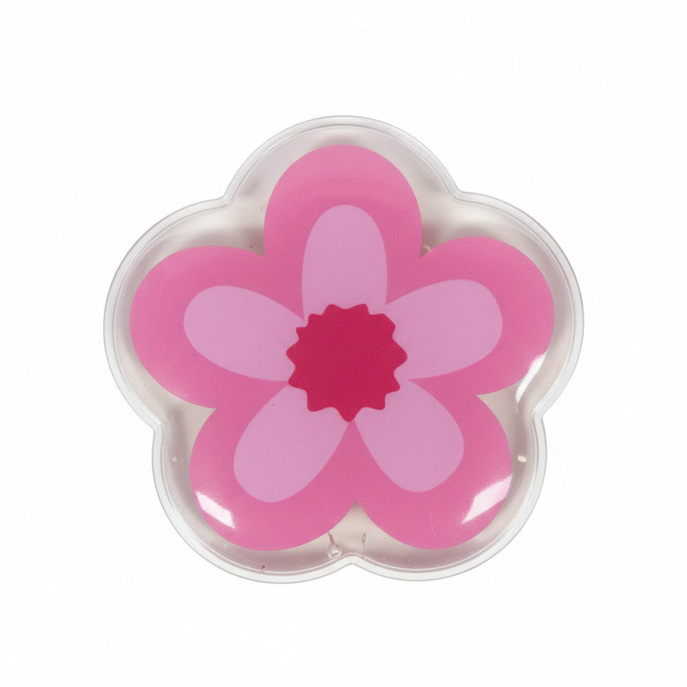 Funkins Gel Ice Packs in Pink Flower-shaped design with clear border