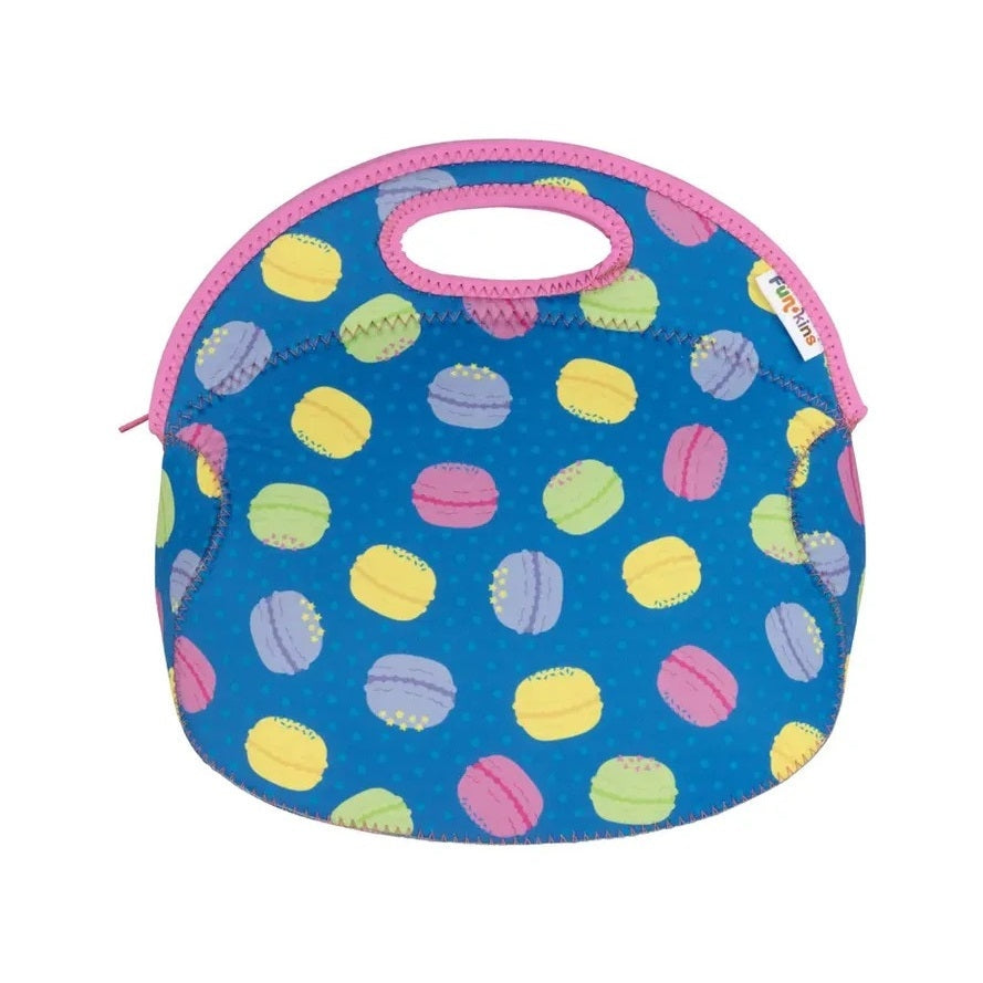 Funkins Macarons Insulated Lunch Bag in Blue with Pink Trim