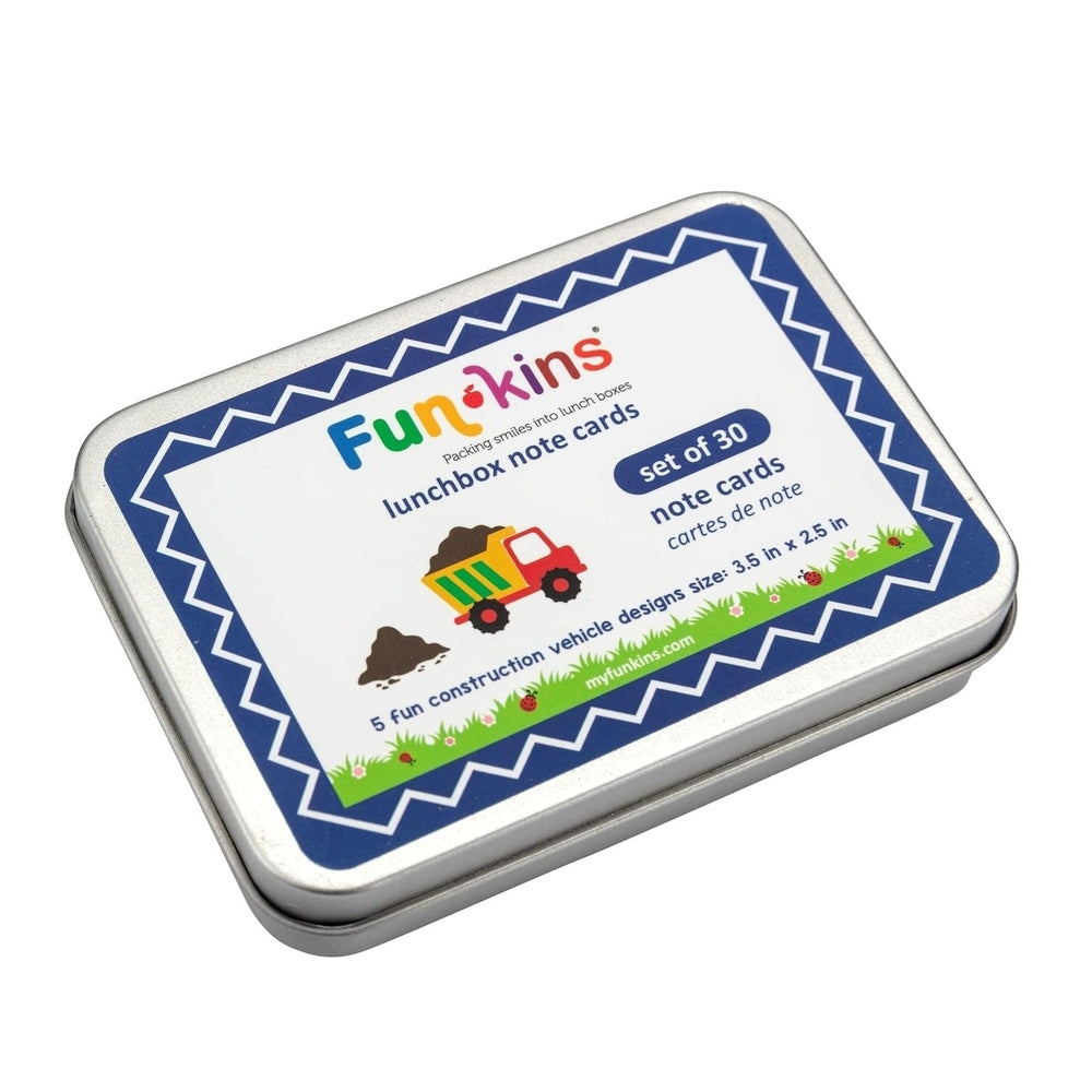 Funkins Lunchbox Note Cards Tin in Blue and White with Zigzag Border