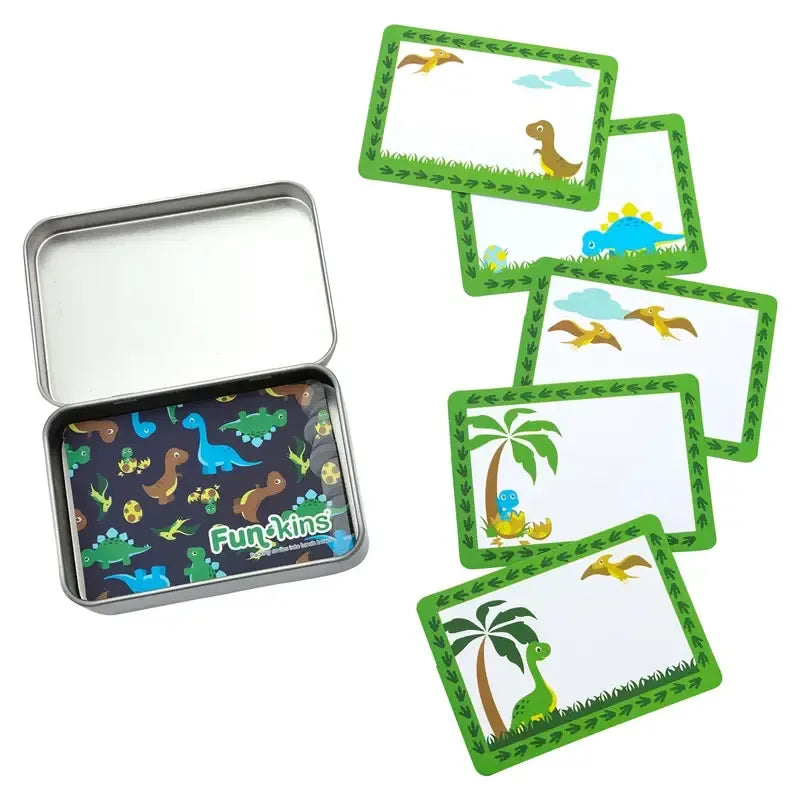 Funkins Lunchbox Note Cards Set in Multicolor Dinosaur Theme with Green Border