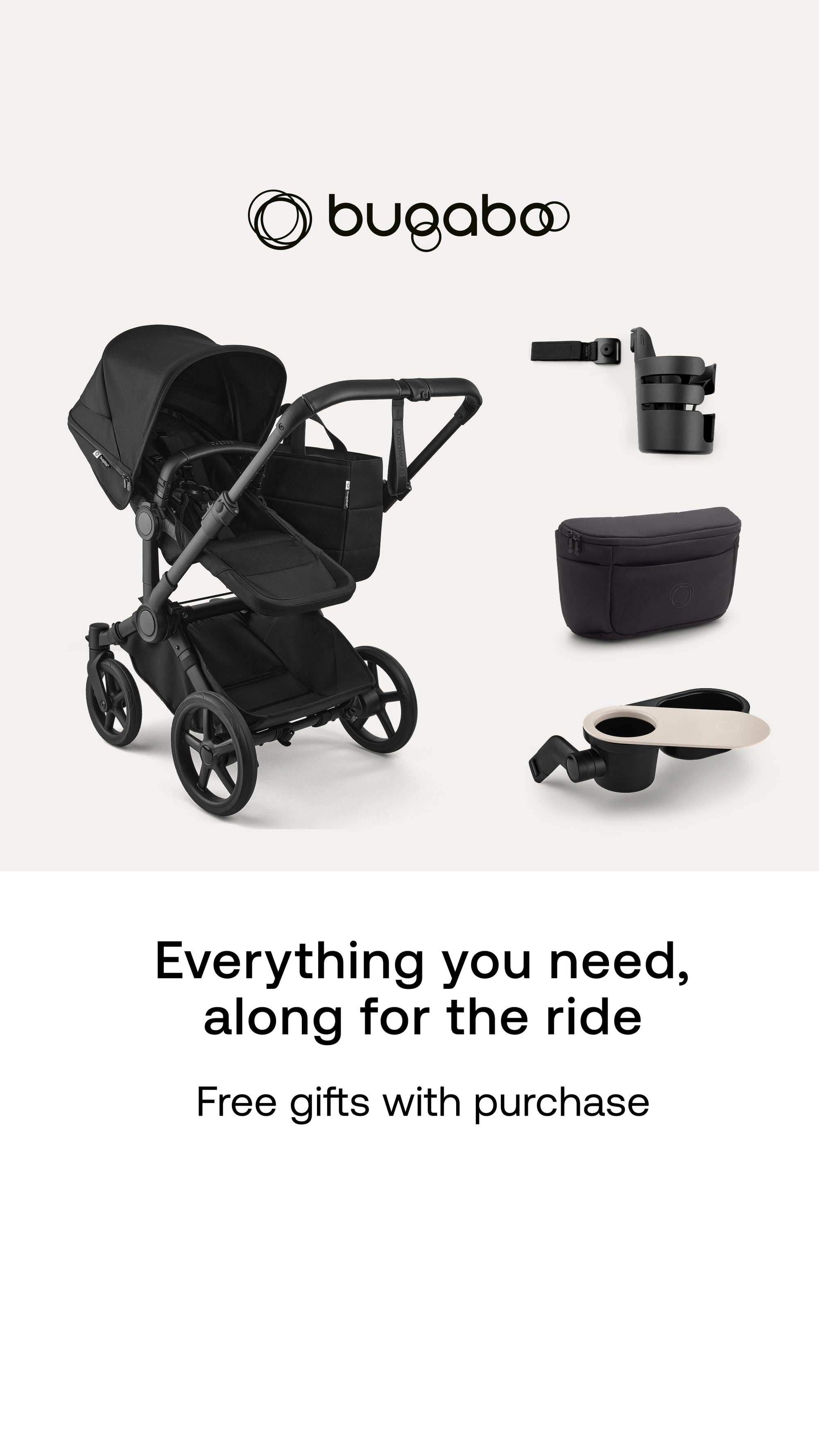Bugaboo Donkey 6 Mono Stroller Complete + Free Organizer + Cup Holder + Snack Tray