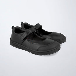 Garvalin School Shoes Black Leather Barefoot Mary Jane