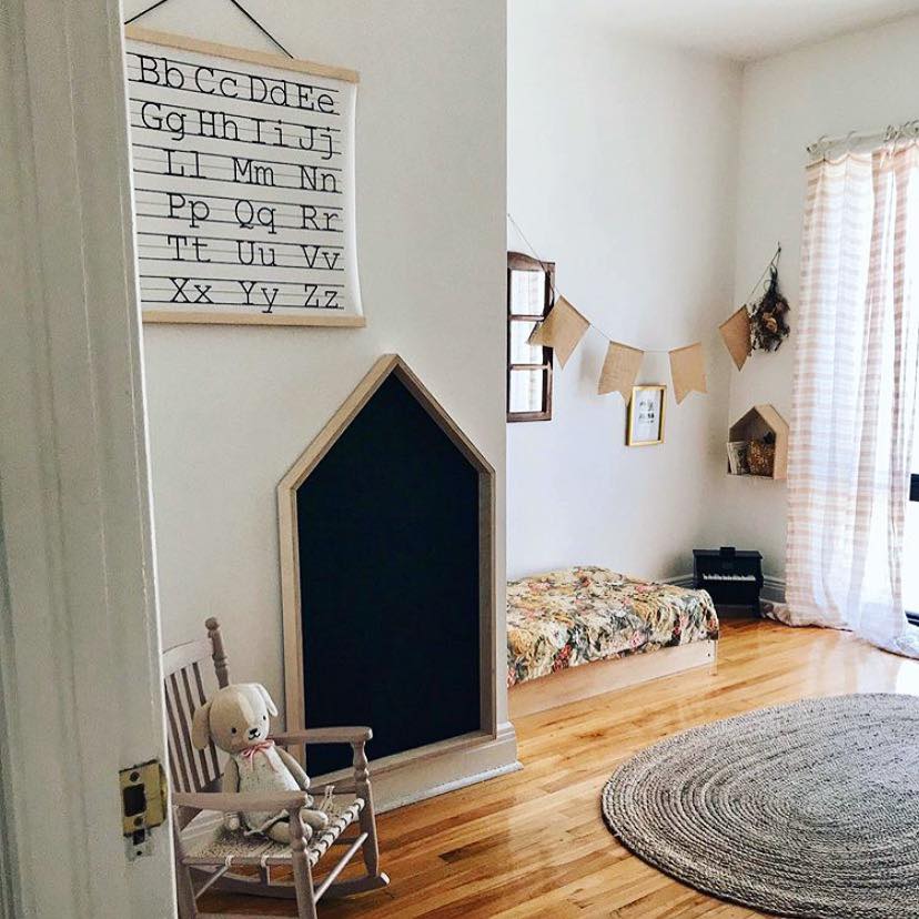 Gautier Studio Big Blackboard with wood frame and house-shaped chalkboard for kids' room decor