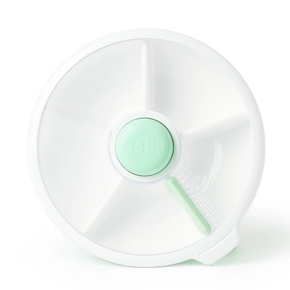 Gobe Large Snack Spinner Slide lunch box accessory, white circular disk with