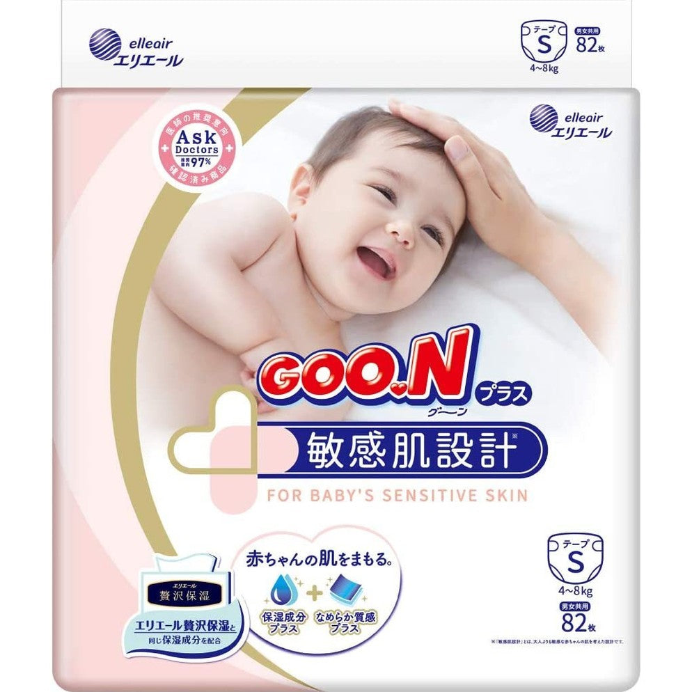 Goo.N Premium Baby Diapers Sensitive Skin Design NB, 82 sheets for baby's sensitive skin