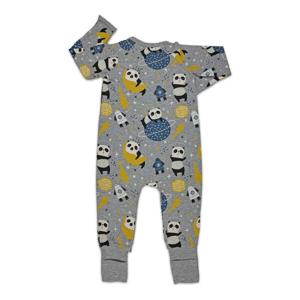 Good Luck Sock Space Pandas Baby Pajamas back view