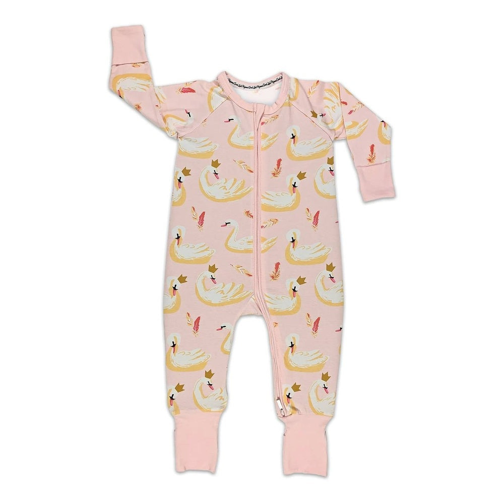 Good Luck Sock Swans Baby Pajamas front view