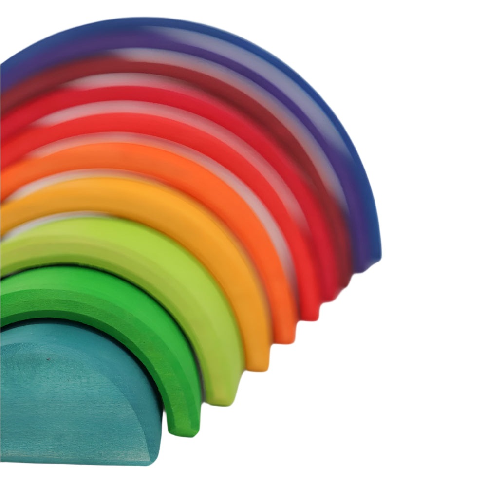 Grimm's Learning Counting Rainbow 10pc wooden arches in rainbow colors for toddlers