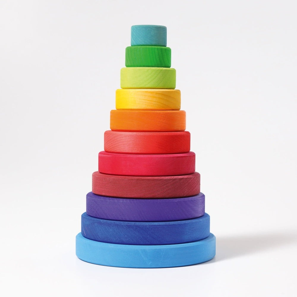 Grimm's Stacking Conical Tower Large - rainbow wooden blocks for building play