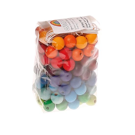 Grimm's wooden beads 120pc set in 12 colors in a clear bag