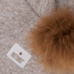 HUTTEliHUT Balaclava Wool Alpaca Pompoms - Camel Melange