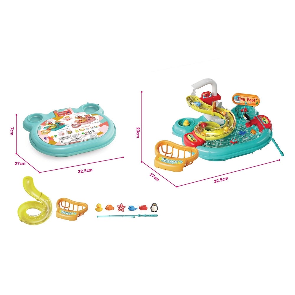 Handsome Toys 2 in 1 Water Park playset (2 items) with teal bases, slides, and accessories