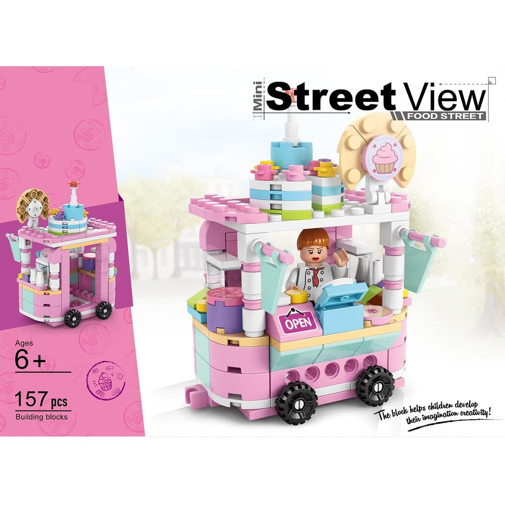 Handsome Toys Cupcake Stall building blocks set, pink pastel colors, 157 pieces