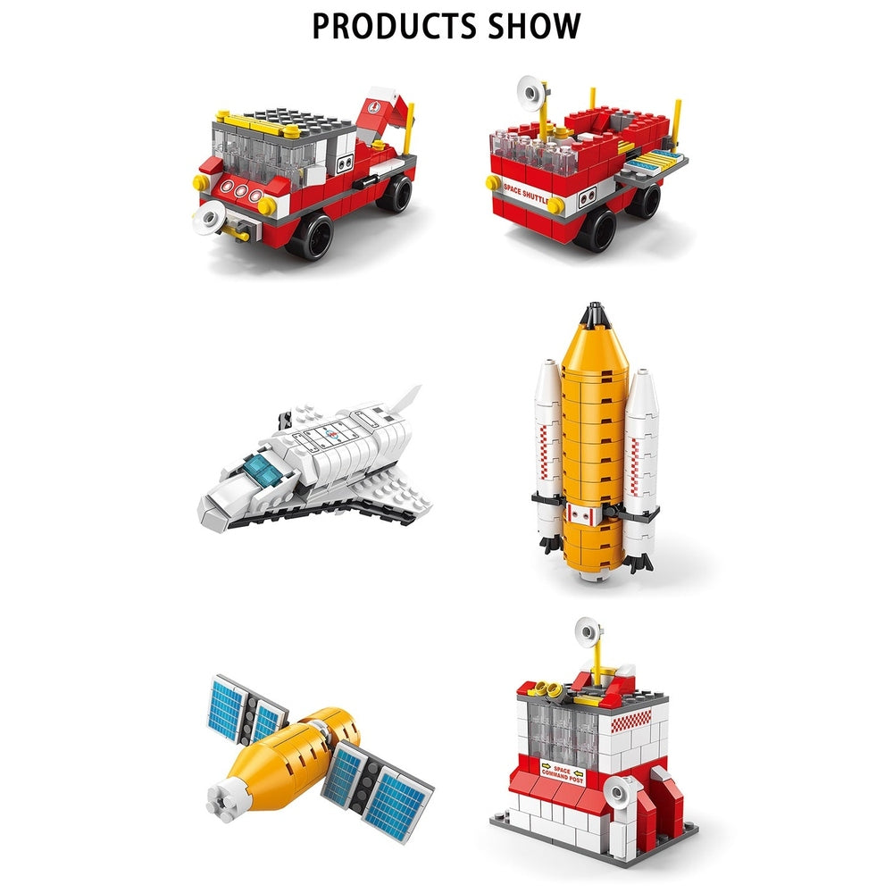 Rocket Launch Site building blocks set, 1000pcs by Handsome Toys, includes rocket, shuttle, satellite and support vehicles