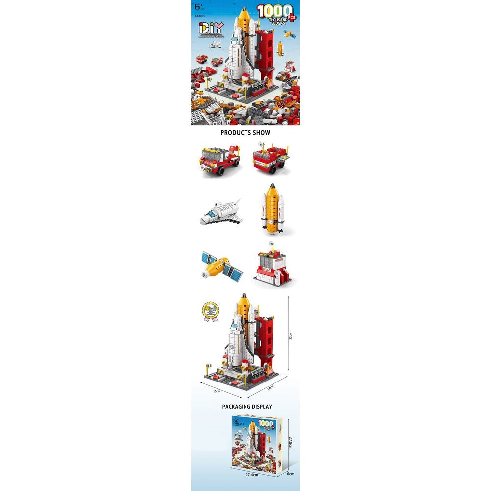 Handsome Building Block Series Rocket Launch Site set, 1000 pcs, includes rockets and space vehicles by HANDSOME TOYS