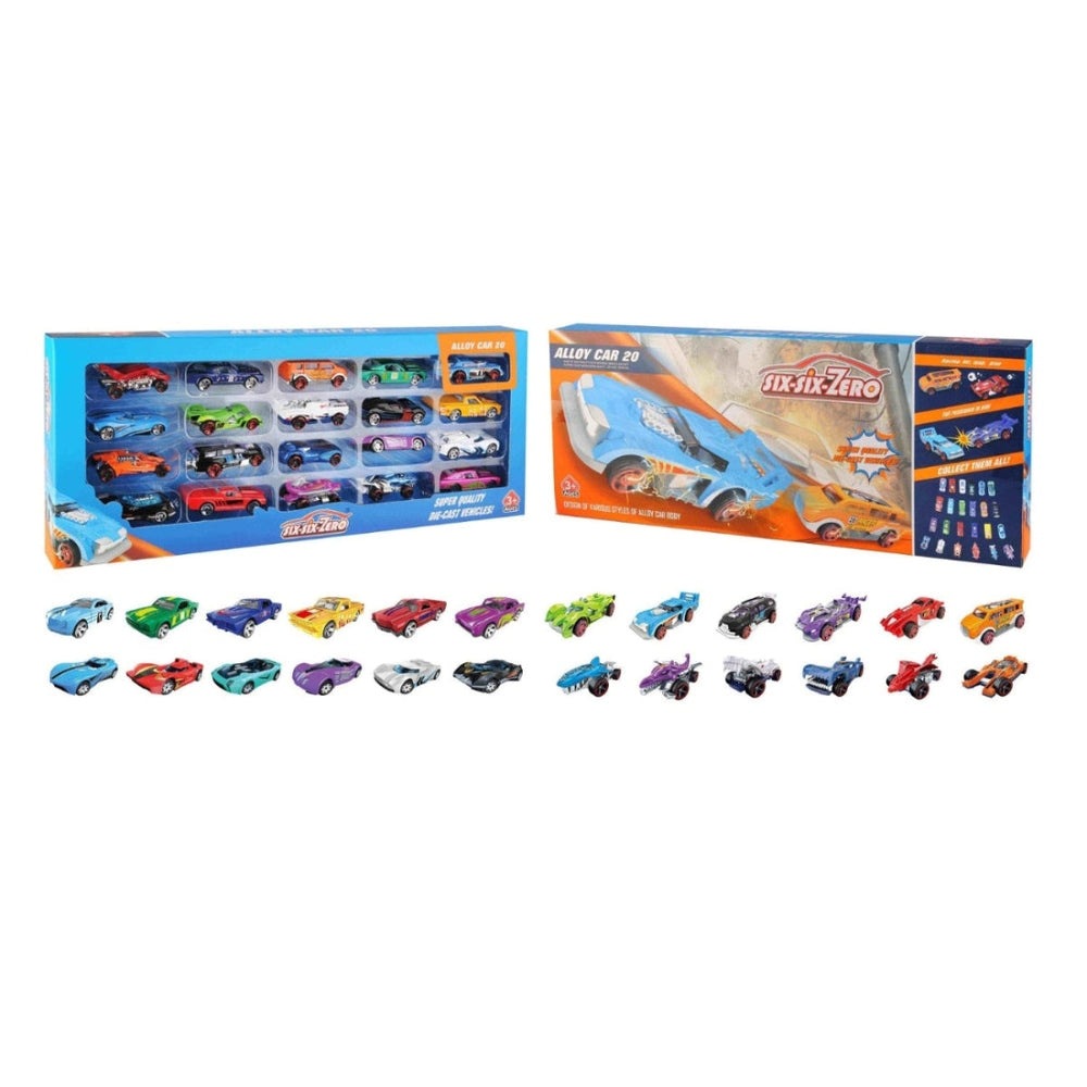 Handsome Car Set 20pcs: 20 colorful toy cars in a blue box from Handsome Toys