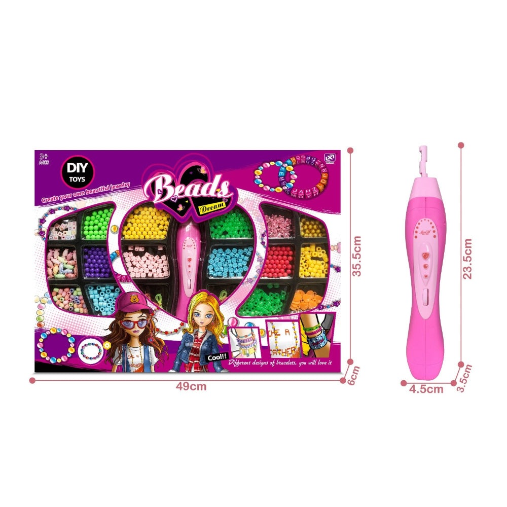 Beading kit HANDSOME TOYS DIY rubber beads set, 526 pcs, with pink beading tool